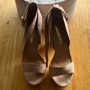 Seychelles Nude Suede Open-Toe Ankle-Strap Heels